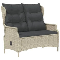 VIDAXL Banc De Jardin à 2 Places Et Coussins Gris Clair Résine Tressée -Pas Cher Jardinoa Magasin c6039ffebb6641d0