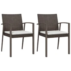 VIDAXL Chaises De Jardin Coussins Lot De 2 Marron 56,5x57x83 Cm Rotin -Pas Cher Jardinoa Magasin d976ecbb940c5f6b