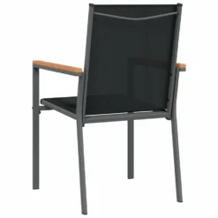 VIDAXL Chaises De Jardin Lot De 4 Noir 55x61,5x90cm Textilène Et Acier -Pas Cher Jardinoa Magasin dab1e50a63cb28eb