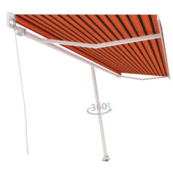 VIDAXL Auvent Manuel Rétractable Sur Pied 500x300 Cm Orange Et Marron -Pas Cher Jardinoa Magasin e27191f928416909