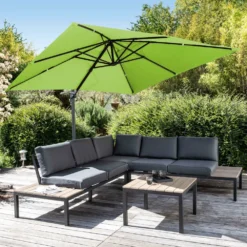 Parasol Déporté Carré 3 X 3m En Aluminium Vert -Pas Cher Jardinoa Magasin e6d2dcede4669c1f
