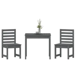 VIDAXL Ensemble De Bistrot De Jardin 3 Pcs Gris Bois De Pin Massif -Pas Cher Jardinoa Magasin f89947ff883aad8d